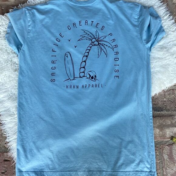 KRKN Men’s Sky Blue Paradise Short Sleeve Crewneck T-Shirt Men’s XL - Picture 5 of 10